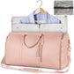 Pink Convertible Garment Duffel Bag with Leather Accents - Travel Weekender Bag for Suits and Dresses