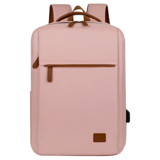 Pink Minimalist USB Charging Laptop Backpack - Elegant and Spacious Travel Bag