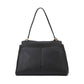 Elegant Black Leather Handbag with Gold Accents - Versatile Shoulder and Hand Carry