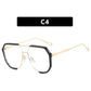 Black Frame White Tablets Unisex Oversized Aviator Metal Frame Sunglasses - Retro Fashion Eyewear with AC Lenses