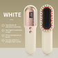 White Mini Rechargeable Ionic Hair Straightening Comb | Portable Wireless Vibration Massage Brush for Frizz-Free, Smooth Hair