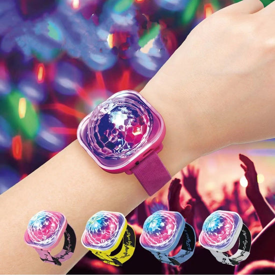 Pink USB Wristband Car Suction Stage Light - 5V Charging Mini 7-Color Laser Light, Atmosphere Light for Car, Party & Events