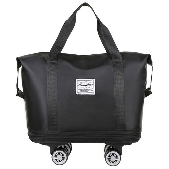 Black Large Capacity Travel Bag with Expandable Design, Waterproof & Wet-Dry Separation, 360° Spinner Wheels - Ideal for Students, Business, and Maternity