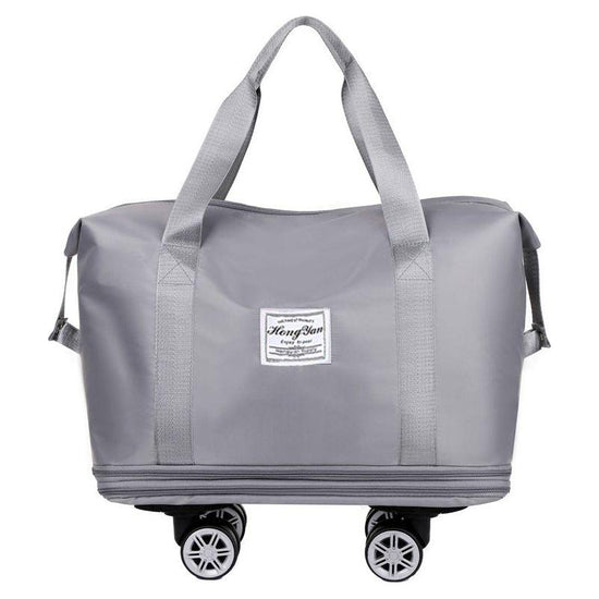 Grey Large Capacity Travel Bag with Expandable Design, Waterproof & Wet-Dry Separation, 360° Spinner Wheels - Ideal for Students, Business, and Maternity