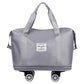 Grey Large Capacity Travel Bag with Expandable Design, Waterproof & Wet-Dry Separation, 360° Spinner Wheels - Ideal for Students, Business, and Maternity
