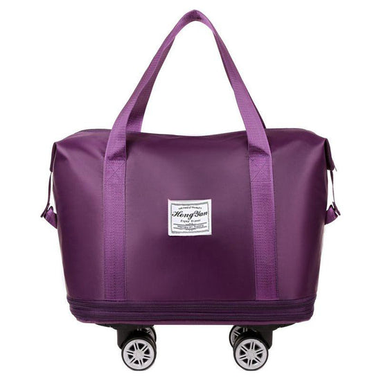 Dark Purple Large Capacity Travel Bag with Expandable Design, Waterproof & Wet-Dry Separation, 360° Spinner Wheels - Ideal for Students, Business, and Maternity