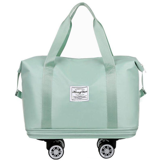 Light Green Large Capacity Travel Bag with Expandable Design, Waterproof & Wet-Dry Separation, 360° Spinner Wheels - Ideal for Students, Business, and Maternity