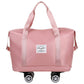 Pink Large Capacity Travel Bag with Expandable Design, Waterproof & Wet-Dry Separation, 360° Spinner Wheels - Ideal for Students, Business, and Maternity