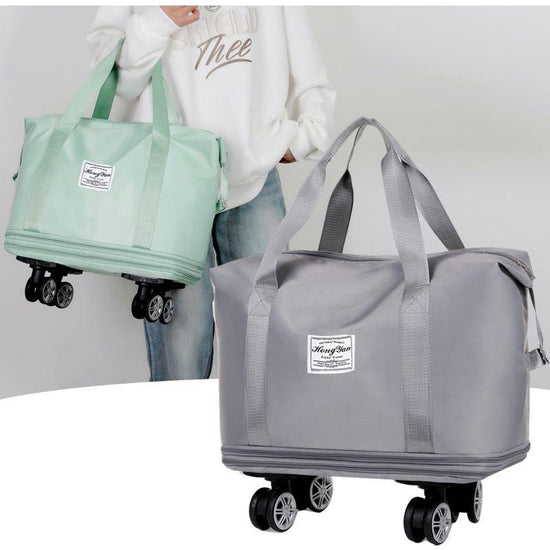 Pink Large Capacity Travel Bag with Expandable Design, Waterproof & Wet-Dry Separation, 360° Spinner Wheels - Ideal for Students, Business, and Maternity