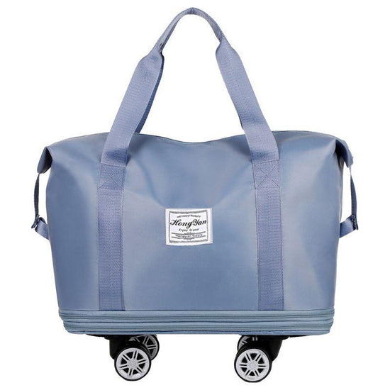 Blue Large Capacity Travel Bag with Expandable Design, Waterproof & Wet-Dry Separation, 360° Spinner Wheels - Ideal for Students, Business, and Maternity