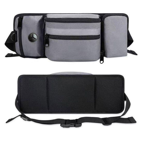 Grey Portable Dog Training Bag - Multi-Function Pet Snack Pouch, Waste Bag Holder, and Training Waist Bag for Dog Walking and Outdoor Adventures