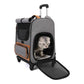 Off-white Large Capacity Breathable Foldable Pet Trolley - Travel Cat Carrier with Wheels, Portable, Spacious, and Convenient for Two Cats