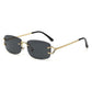 Black Stylish Frameless Diamond-Cut Sunglasses with Metallic Temples – Trendy Line-Design Fashion Eyewear