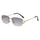 Light Gray Stylish Frameless Diamond-Cut Sunglasses with Metallic Temples - Trendy Line-Design Fashion Eyewear