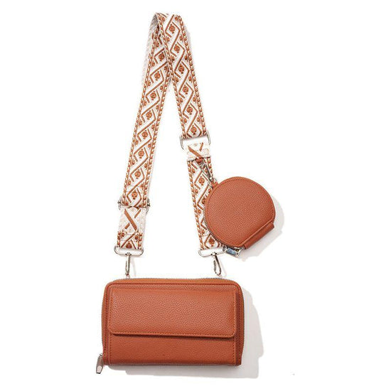 Brown 2-piece combination new mobile phone shoulder bag niche design one-shoulder messenger bag mobile phone bag multi-function wide shoulder strap mother-and-child bag