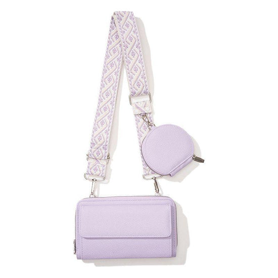Light Purple 2-piece combination new mobile phone shoulder bag niche design one-shoulder messenger bag mobile phone bag multi-function wide shoulder strap mother-and-child bag