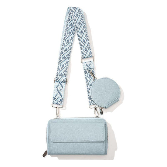 Light Blue 2-piece combination new mobile phone shoulder bag niche design one-shoulder messenger bag mobile phone bag multi-function wide shoulder strap mother-and-child bag