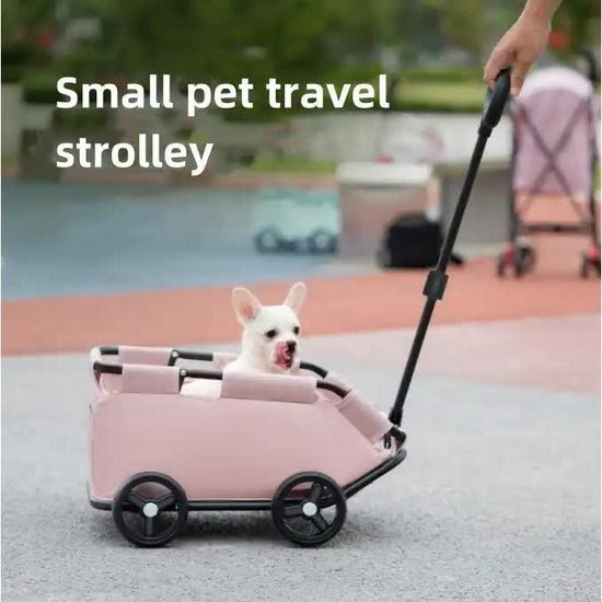 Green Lattice Compact Foldable Pet Stroller for Dogs and Cats - Lightweight Travel Pushchair for Small Pets, Teddy Dogs, and Cats - Portable and Collapsible Pet Buggy for Outdoor Adventures