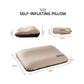 Khaki Automatic Inflatable 3D Outdoor Sponge Pillow - Portable Camping Travel Neck Cushion, Comfortable Air Mattress for Tent, Versatile Nap Pillow