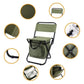 Black Portable 3-in-1 Folding Camping Chair with Storage Bag, Backrest, and Insulated Cooler for Outdoor Fishing, Hiking, and Picnics