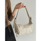 White Trendy Punk Shoulder Bag, Small Retro Handbag with Sweet Cool Aesthetic, Versatile Underarm Bag