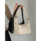 White Trendy Punk Shoulder Bag, Small Retro Handbag with Sweet Cool Aesthetic, Versatile Underarm Bag