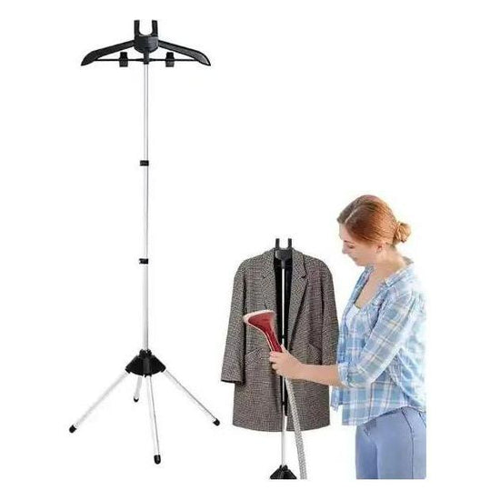 Black Adjustable Foldable Garment Steamer Stand – Independent Support for Home Use