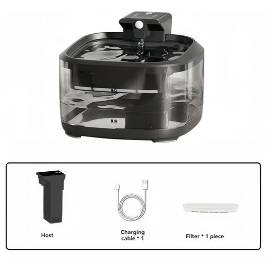 Black 4.5L Rechargeable Pet Water Fountain for Cats & Dogs - Automatic Circulating Water Dispenser with Large Capacity