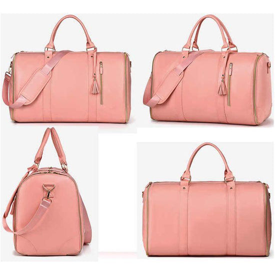 Pink  PU Leather Foldable Garment Bag, Women&