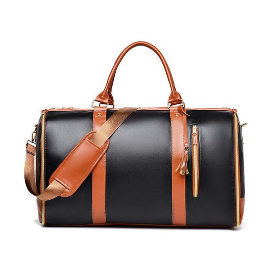 Black And Brown  PU Leather Foldable Garment Bag, Women&