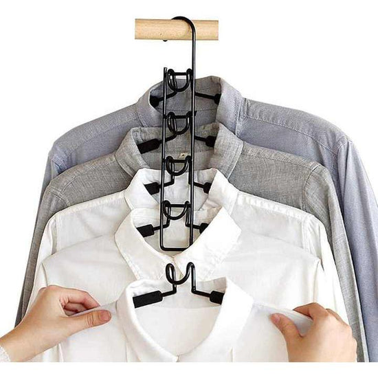 2 PCS Black Adult Multi-Layer Foam Hanger, Detachable Non-Slip Clothes Rack, Space-Saving Wardrobe Organizer