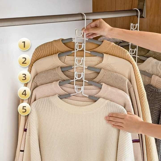 2 PCS Grey Adult Multi-Layer Foam Hanger, Detachable Non-Slip Clothes Rack, Space-Saving Wardrobe Organizer