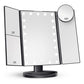 White Tri-Fold Lighted Makeup Mirror, 22 LED Vanity Mirror with 1X/2X/3X/10X Magnification, Portable Cosmetic Mirror