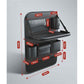 Grey Car Seat Back Organizer with Foldable Tray, Leather Backseat Storage Bag, Multi-Pocket Vehicle Organizer