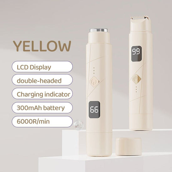 Light Yellow Portable Wireless Electric Hair Remover – Dual-Head Rechargeable Mini Shaver for Women’s Sensitive Areas