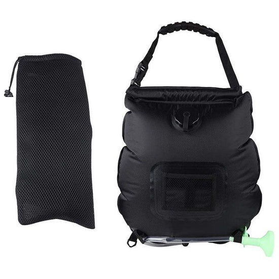 Black Portable Solar Camping Shower Bag, Foldable 20L Outdoor Water Storage Bag with Temperature Display for Easy Use