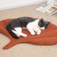 1 Pcs Yellow Leaf-Shaped Pet Sleeping Mat - Durable Dog Floor Pad & Cat Bed for Sleeping and Playtime