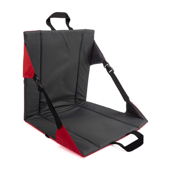 Black And Red Portable Outdoor Camping Seat Pad with Backrest, Foldable & Waterproof Concert Cushion, 600D Oxford Fabric, Ideal for Hiking & Picnics
