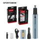 Light Blue Electric Nose Hair Trimmer with Sideburn Cutter - Portable USB Rechargeable Grooming Kit