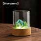 Blue-green Glass Mountain Ambient Night Light – USB Rechargeable Touch Control Bedside Lamp – Adjustable 3-Color Light