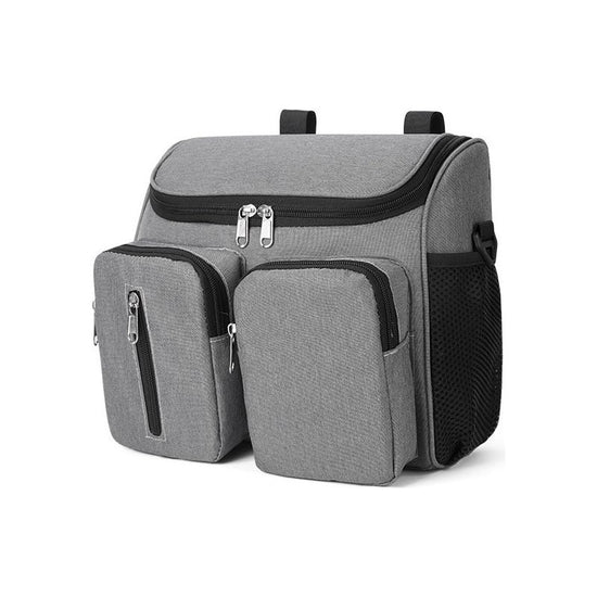 Grey Portable Baby Stroller Organizer Bag - Multi-Purpose Diaper Storage Bag for Moms, Lightweight and Travel-Friendly