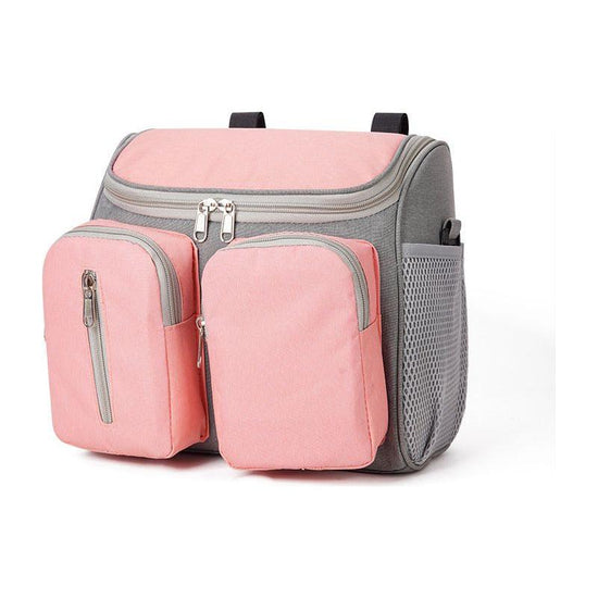 Pink Portable Baby Stroller Organizer Bag - Multi-Purpose Diaper Storage Bag for Moms, Lightweight and Travel-Friendly