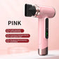 Pink ireless Hair Dryer with Cold & Hot Air, Portable Large-Capacity Rechargeable Ionic Dryer, Fast-Drying, Lightweight and Compact for Home and Travel