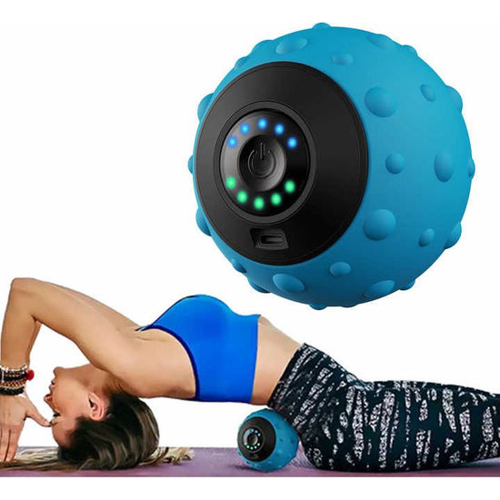 Blue Vibrating Massage Ball - Deep Tissue Muscle Relaxation & Recovery Tool - Portable Electric Massager with USB Rechargeable Design