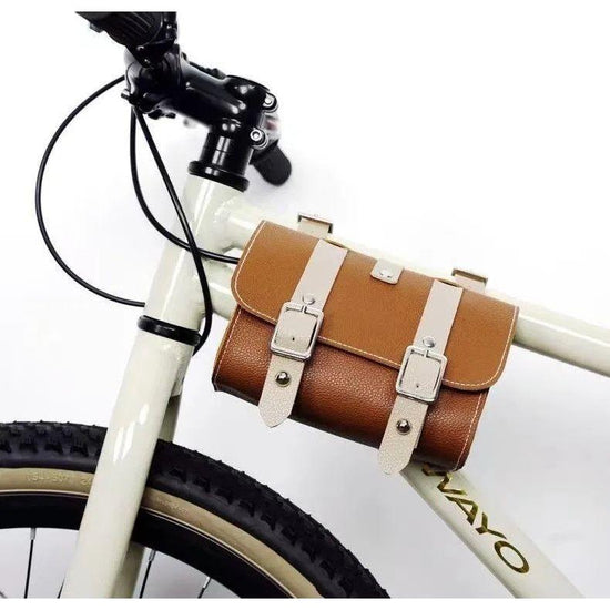 Brown Vintage Bicycle Handlebar Bag – Universal Front & Rear Bike Accessory for Commuting and Cycling