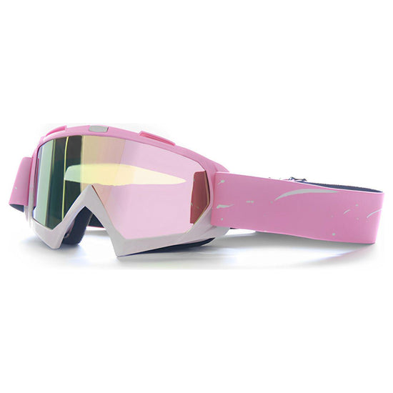 Progressive Pink + Rose Pink Lenses Outdoor Protective Motorcycle Goggles – Windproof, Dustproof, Skiing, and Cycling Eyewear – Lightweight Anti-Fog Design for Men and Women