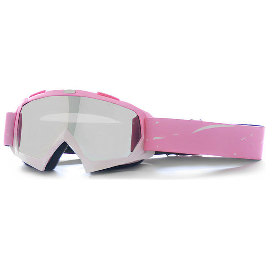 Progressive Pink + Silver Lenses Outdoor Protective Motorcycle Goggles - Windproof, Dustproof, Skiing, and Cycling Eyewear - Lightweight Anti-Fog Design for Men and Women