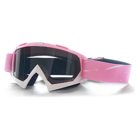 Progressive Pink + Grey Lenses Outdoor Protective Motorcycle Goggles - Windproof, Dustproof, Skiing, and Cycling Eyewear - Lightweight Anti-Fog Design for Men and Women
