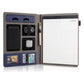 Black A4 Leather Multi-Functional Business Document Folder with Card Slots - Contract File Organizer