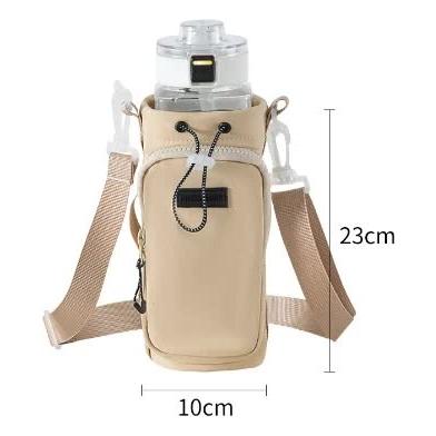 Yellow Portable Outdoor Water Bottle Holder Bag with Adjustable Shoulder Strap, Nylon Waterproof Material, 121g Lightweight, 23cm Height for Travel and Hiking（(Water cup not included)）